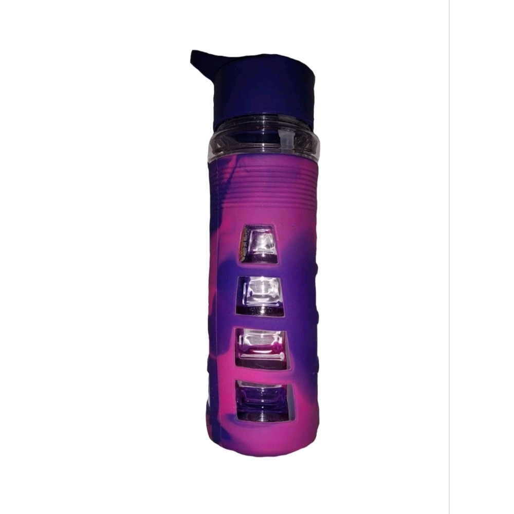 Hot Pink Purple Tie Dye Rubber BPA Free Plastic Green Canteen Water Bottle 25 oz